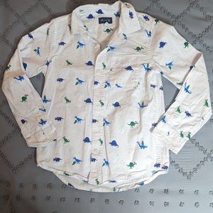 Boys Christmas dinosaur dress shirt